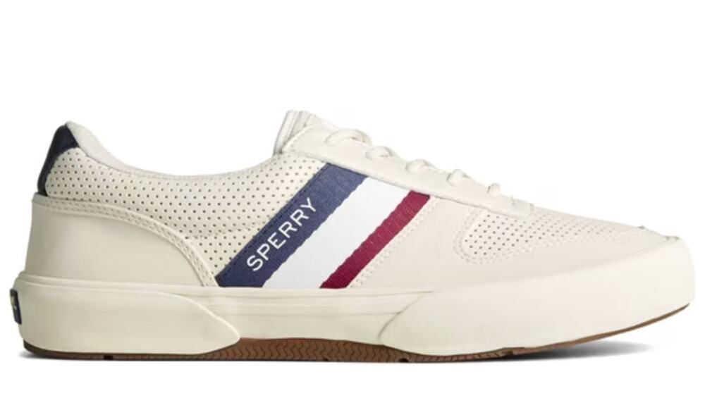 SPERRY Men Halyard Retro Casual Sneakers Size 9.5 Off White Multi Stripe NWOB